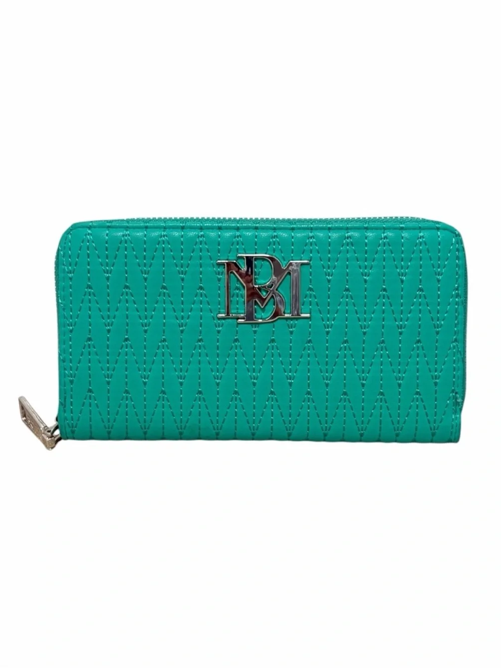 Badgely Mischka  Quilted Zip Wallet with Silver Logo
